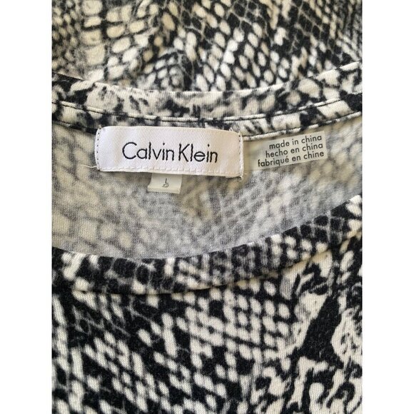 Calvin Klein Snake Print Cold Shoulder Dress, Black White Women's Size L - Picture 8 of 10